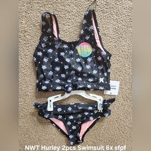 Hurley Black and Pink Floral Kids' Swim Set